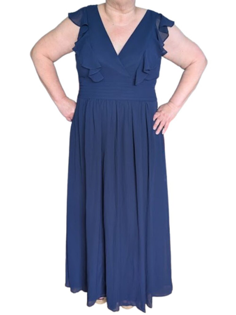 Dark Navy Blue Full Length Dress Size 16 Wide NEW NWT